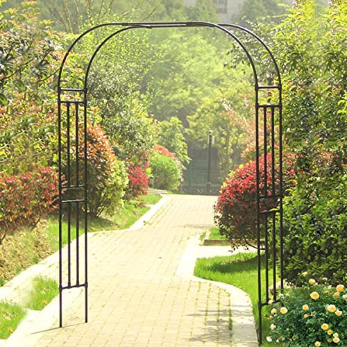 YOXALL Rosenbogen aus Metall, Rankhilfe Rankgitter Pergola Torbogen, wetterfest Gartenbogen, für Kletterpflanzen, breit 150cm 180cm 200cm 210cm 300cm, Schwarz (Size : B180 x H240cm)