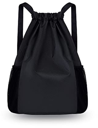 VIKY Turnbeutel Kordelzug Sportbeutel Schwarz, Nylon Turnbeutel Wasserdicht mit Verstellbar Kordelzug Beutel Rucksack,Hohe Kapazität Turnbeutel Damen & Jungen für Schule, Sport und Gym Bag