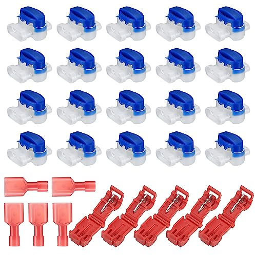 Kabelverbinder, 25 Anschlussklemmen Kabelverbinder für Mähroboter, Kabel Verbinder Wasserdicht für Rasenroboter Rasenmäher Begrenzungskabel Kabelenden Quetschverbinder, mit 5 Kabelklemmen
