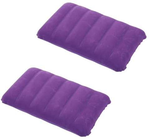 2 Stück Aufblasbares Kissen Camping Reisekissen Luftkissen Kopfkissen Velour Kissen, strandkissen aufblasbar, aufblasbare kissen, Nackenkissen Strandkissen, für Outdoor Reisen, Wandern (purple)