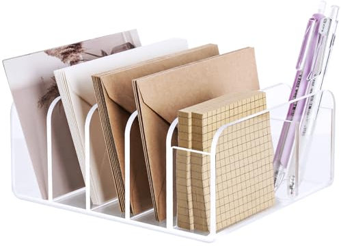 NiHome Acryl Briefhalter, Praktischer Briefständer，Mehrzweck Dokumentenhalter für Schreibtisch, Büro & Zuhause, Rutschfeste Briefablage für Stifte, Briefe & Bürobedarf