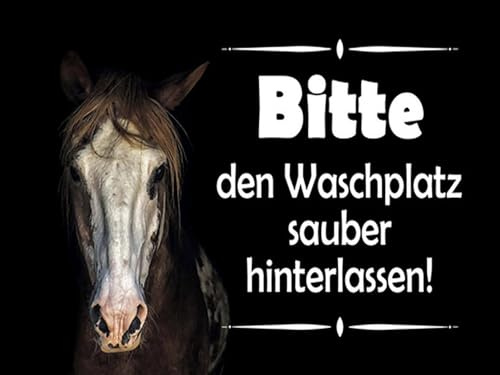 Holzschild 30x40 cm Pferde bitte Waschplatz sauber Wand Deko Cafe Sammler Geschenk