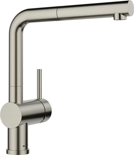 BLANCO LINUS-S | Küchenarmatur | Mit herausziehbarem Schlauch | Gesicherte | [11x26,6x28,7 cm] | Gesicherte Wasserqualität & wassersparend | Rückflussverhinderer | Keramik Kartusche