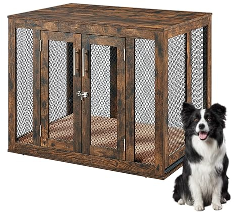 Hundehütte Indoor mit Holzoptik Tierkäfig mit abschließbarer Tür Hundehaus für Drinnen mit Abnehmbares Tablett Hundehütte für mittelgroße Hunde für große Hunde bis 60 kg. (Color : Classical, Size :