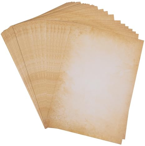 120gsm Vintage Writing Paper A4, 100 Sheets Old Look Parchment Papers | Printable Antique Paper for Crafts DIY, Invitations, Greeting Cards, Letter Writing, Weddings and Birthdays