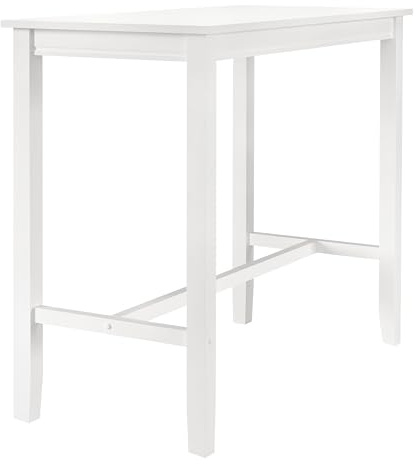 Linon Claridge White Wooden 42 inch Tall Bar Height Pub Table