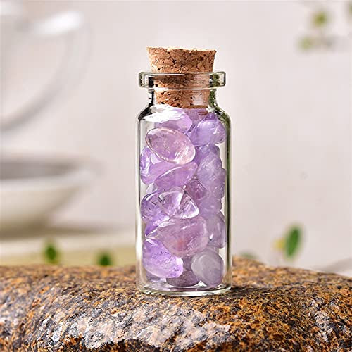1 bouteille de souhaits en verre de cristal naturel, décoration d'intérieur, pierres naturelles polies, bouteille porte-bonheur, cadeaux d'anniversaire (couleur : lilas améthyste, taille : 50 x 22 mm)