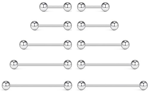 NewkeepsR 20G/18G/16G/14G/12G/10G Steel Tongue Ring Nipple Piercing Barbell