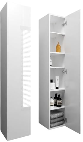 Milionmeblicom Badezimmerschrank Hängeschrank Badezimmermöbel Klappbarer Badezimmer Wandschrank Teleskopöffnung Tür rechts/Links - Mattweiß/Weiß Hochglanz, Maße 160 cm x 30cm x 30 cm