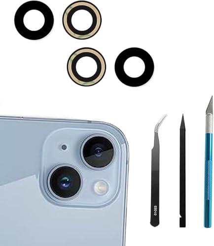 Dakexiong Lentille de Rechange Appareil Photo arrière iPhone 14/14 Plus | Objectif remplacement Lentille arrière iPhone 14/14 Plus, avec kit d'outils, résistant aux rayures, étanche