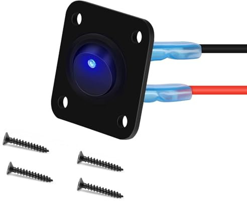 RUNCCI-YUN LED Kippschalter Rund, Runde Schalter, 12V 20A / 24V 10A ON/OFF Wippschalter, 1 Gang Wippschalter Panel, Für Auto Boot, Haushaltsgeräten, Motorrädern, Schiffen Usw（blau ）