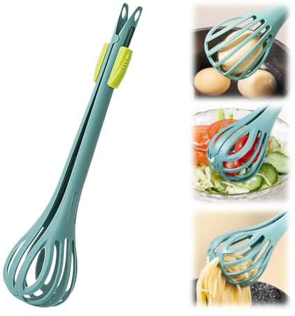 Multifunctional Egg Beater, 2025 New 2 In 1 Silicone Egg Whisk & Food Clip for Boiled Eggs, Noodle, Bread, Innovative Kitchen Gadget for Gripping and Stirring Food (green)