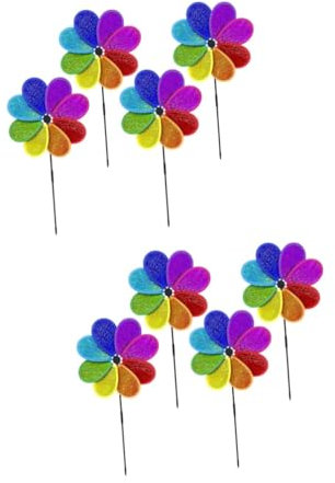 Mipcase 2 Ensembles Décoration De Moulin À Vent Éoliennes pour Le Jardin Moulinets De Jardin Enfants Mini Toys Fleur Decoration Ornement De Moulin À Vent en Plastique PVC 4 Pièces * 2