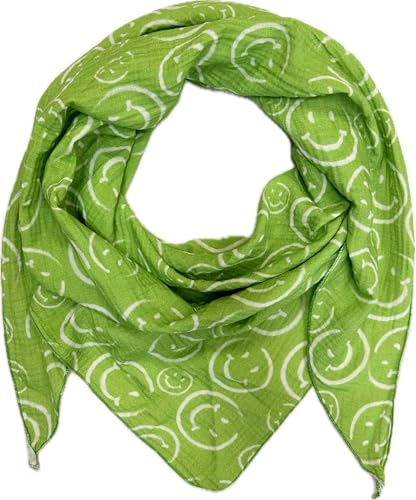 Jeamis XL Dreieck Strickschal Smiley Frühling Schal 100% Baumwolle Made in Italy Fashion Tuch Dreieckschal Smile Stola Herbst Frühling Tuch