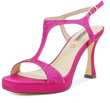 QUEEN HELENA Sandalias elegantes de tacón alto con pedrería para mujer S2906, fucsia, 37 EU
