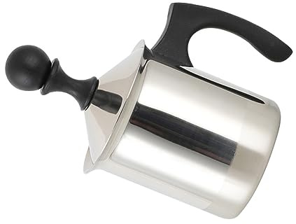 Zerodeko Milchaufschäumer Mit Handpumpe Milchaufschäumkrug Aus Edelstahl Zum Erstellen Von Latte Art Für Cappuccino Und Latte Einfach Zu Reinigen Bedienen