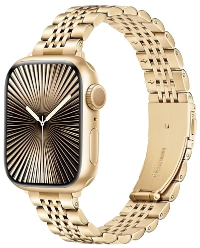 wipalor Slim Stainless Steel Strap Fit Apple Watch Straps Women 42mm(Series 11 10) 41mm 40mm 38mm 46mm 45mm 44mm 42mm(Series 3 2 1) 49mm, Ladies iWatch Strap Series 11 10 SE 9 8 7 6 5 4 3 2 1 Ultra