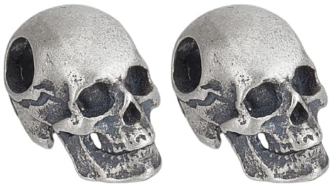 BENECREAT 2 pièce 925 perles Tête de Mort en Argent Sterling Perles pour la Fabrication de Bijoux de Collier Breloques Tête de Mort avec Trou de 2.5mm pour Bracelet D'Halloween en Argent Sterling