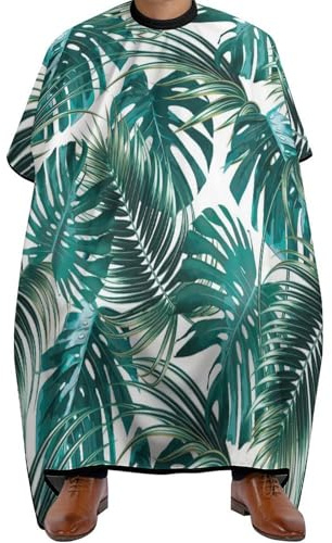 Dgsxynth Quick Dry Hairdressing Gown, Palm Leaf And Monstera Barber Cape, Hair Cutting Salon Cape with Adjustable Neckline