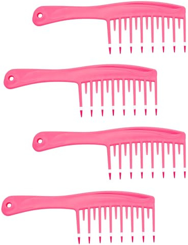 Handle Pick Hair Comb, 8-3/4 Inch, Wide-Tooth Design, Anti-Static, Coral Pink