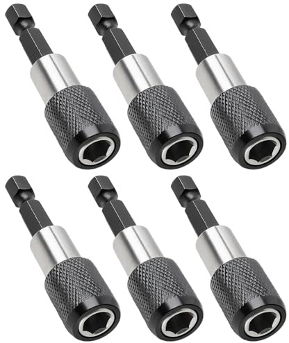 Bithalter, 6 Stück Magnetische Bithalter Für Akkuschrauber, 60 mm Länge, Ideal Für Bauarbeiten Und Enge Räume, Bit Halterung Magnetisch Mit Starker Haftkraft