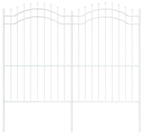 vidaXL Gartenzaun Weiß 215 cm Pulverbeschichteter Stahl, Garten- & Terrassenzaun, erweiterbare Paneele, moderne Outdoor-Trennwand, praktische Raumteiler