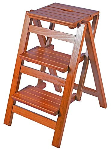 Sgabello pieghevole a 3 gradini antiscivolo per adulti, poggiapiedi in legno e panca per scarpe, per uso interno, per cucina e bagno, design salvaspazio