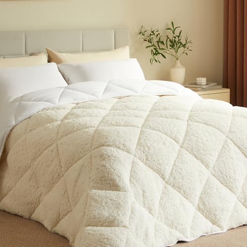 CASABEL Bettdecke 240x260 cm, 450/gsm Polaire Ganzjahresdecke zum Wenden, mit Kuscheliger Sherpa-Seite oder Kühlender Mikrofaser - Atmungsaktiv, Temperaturregulierend, Maschinenwaschbar
