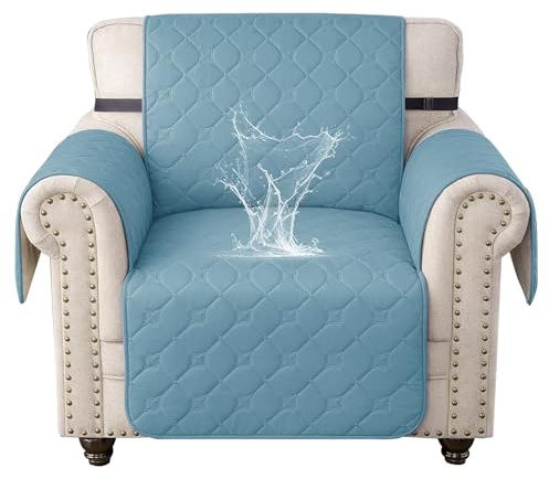 Ystyle Impermeable Funda Cubre Sofa 1 Plaza, Funda Sillon Antiarañazos, Antideslizante, con Bolsillos Lateral, Anti Gatos Arañazo Y Perros Mascotas, Antimanchas Lavables, Azul Aguamarina