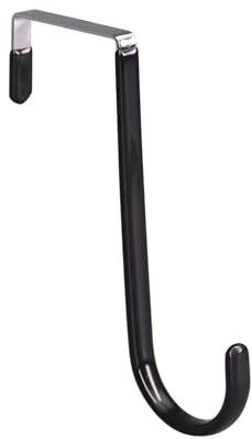 Solvind Over The Door Wreath Hanger, Black Heavy Duty Iron Wreath Door Hook, 20lbs Capacity No Drill Door Hanger for Christmas Halloween Fall Festival Front Door Home Decor (1PC)