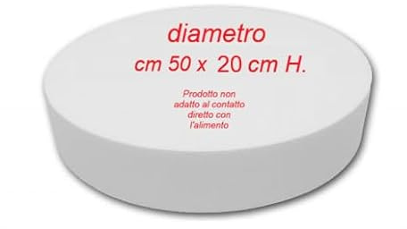 Base in polistirolo per Torte in alta densità, diametro cm 50 x 20 cm di altezza, superficie liscia, ideale per Feste di Compleanno e Cake design