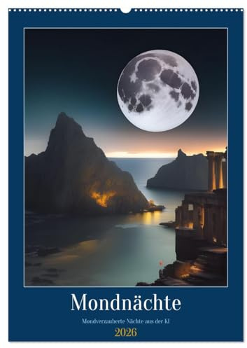 Mondnächte- Mondverzauberte Nächte aus der KI (Wandkalender 2026 DIN A2 hoch), CALVENDO Monatskalender: Mystischer Vollmond zum Träumen (CALVENDO Natur)