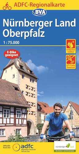 BVA ADFC Regionalkarte Nürnberger Land/ Oberpfalz 1:75.000: mit Tagestourenvorschlägen, reiß- und wetterfest, E-Bike-geeignet, GPS-Tracks Download,