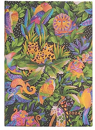 Paperblanks 12-Monatskalender 2024 Jungle Song | Horizontal | Midi (130 × 180 mm)