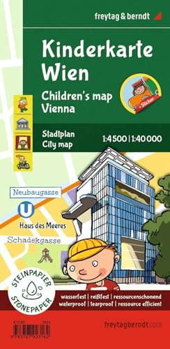 freytag & berndt Stadtplan Kinderkarte Wien 1:40.000: 90 x 61 cm, mit Innenstadtplan und Stickerbogen, deutsch / englisch