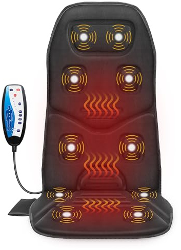 COMFIER Vibration Back Massager Seat Cushion with Heat,10 Motors Massage Chair Pad,Chair Massager for Pain Relief at Office/Home,Mothers Day Gifts for Mom Dad