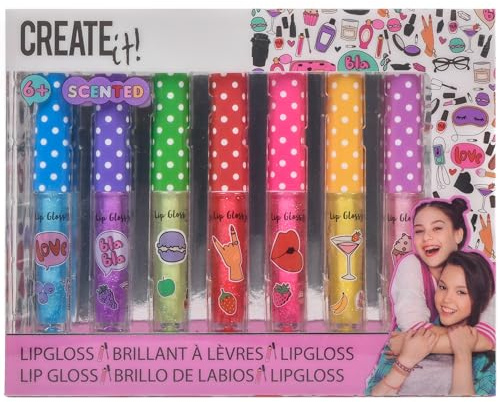 Skapa det! - 84144 – läppglans-set med doft och glitter – 7 stycken – barnsmink