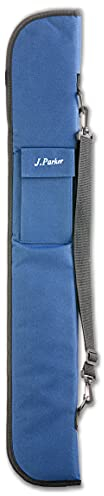 J. Parker Billard Queuetasche 1/2 - Hochwertiges Nylon, Platz für 1 Unterteil und 2 Oberteile, Abnehmbarer Tragegurt, Schwarz, Blau