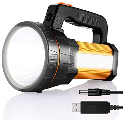 Proyector LED AF-WAN 7000 lúmenes - Linterna CREE recargable - Super brillante - Camping - Impermeable - Dorado
