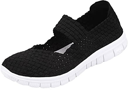 ERLINGO Damen-Wanderschuhe, gewebt, leicht, elastisch, atmungsaktiv, modisch, bequem, zum Reinschlüpfen, Sportschuhe, Mary Jane, flache Turnschuhe