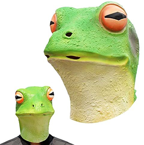Enkomy Frosch Maske, Halloween Latex Kopfbedeckung Tierfroschmaske Lustige Cosplay Kostüm Kopfbedeckung Unisex Karneval Party