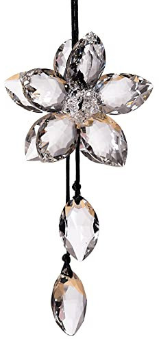 Uposao Kristall Auto Anhänger Deko,Kristall Blume Sonnenfänger Auto Rückspiegel Hängen Auto Spiegel Ornament Zubehör Glitzer Strass Rückspiegel Charms Dekoration Zubehör für Frauen Männer,klar