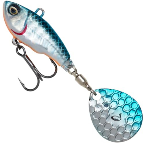Savage Gear Fat Tail Spin sinkend - Jig Spinner, Größe/Gewicht/Farbe:8cm / 24g / Blue Silver
