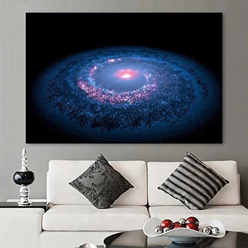 QITEX Bilder Wohnzimmer 40x60cm Kein Rahmen Astronomie Universum Leinwand Poster Blauer Nebel Planet Sterne Himmel Galaxie Wand Bilder Wohnzimmer Wohnkultur