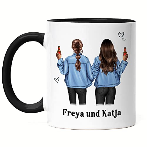 Kiddle-Design Beste Freundin Tasse Schwarz Personalisiert Beste Freundin Geschenke BFF Freundinnen Geschenk Beste Friends Tasse selbst gestalten