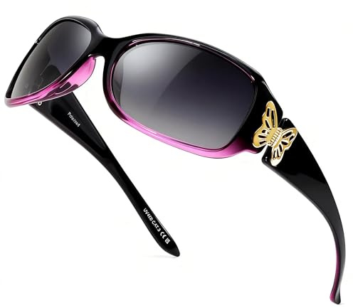 LVIOE Polarized Sunglasses for Women, Fashion Butterfly Decoration Driving Fishing-99.99% UV Protection