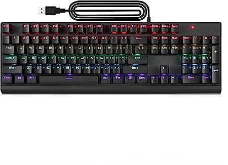 ADMLZQQ Clavier Gamer TKL 104 Touches Filaire USB, 24 Espèces LED Effets De Lumière - Clavier Gaming Compact sans Pavé Numérique pour PC/PS4/PS5/Xbox