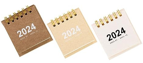 NUOBESTY 3stücke Minikalender Klein Dekorativer Standkalender Mini-monatskalender für Schreibtisch Tischkalender Büroaccessoires Mini-notizkalender Kalender