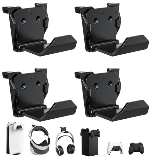 KUNSLUCK 4er-Pack Wandhalterung für P5, Xbox, Switch Controller und Headset - Kleber/Schrauben Installation (Schwarz)