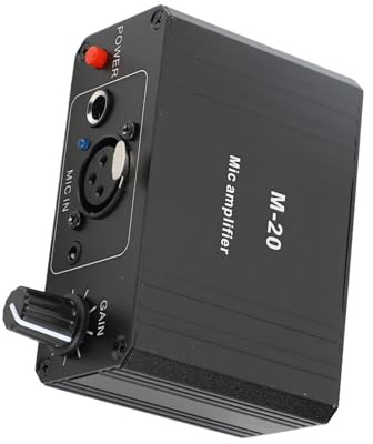 Préampli de Microphone, Préamplificateur Activateur de Micro Professionnel avec Sortie XLR 27 DB avec Alimentation Fantôme 48 V, pour Home Studio, Podcasts, Streaming,